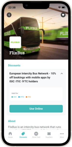 ISIC app discount detail